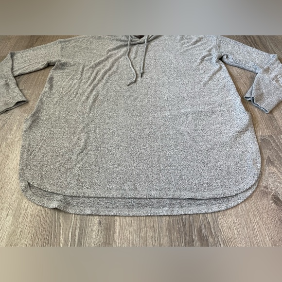 Free Press XL Heather Grey Hooded Pullover Women’s Drawstring Sweater - Picture 2 of 8